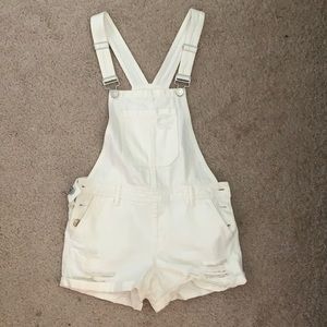 Forever 21 Distressed Short Overalls